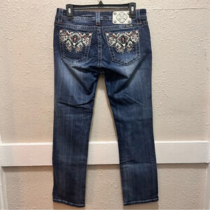 Miss Me Mid-Rise Easy Crop Aztec Detail Jeans 28